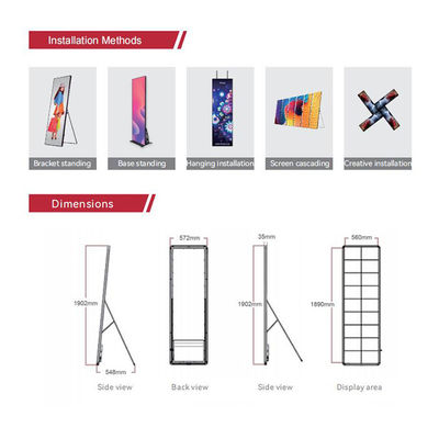 P1.9 Tampilan Poster LED Cerdas, Layar LED Komersial Portabel Tebal 2,5cm